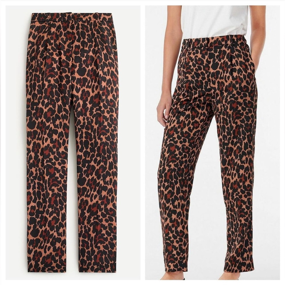 EUC J. Crew retail Hi-rise Wide-leg leopard trouser in leopard.